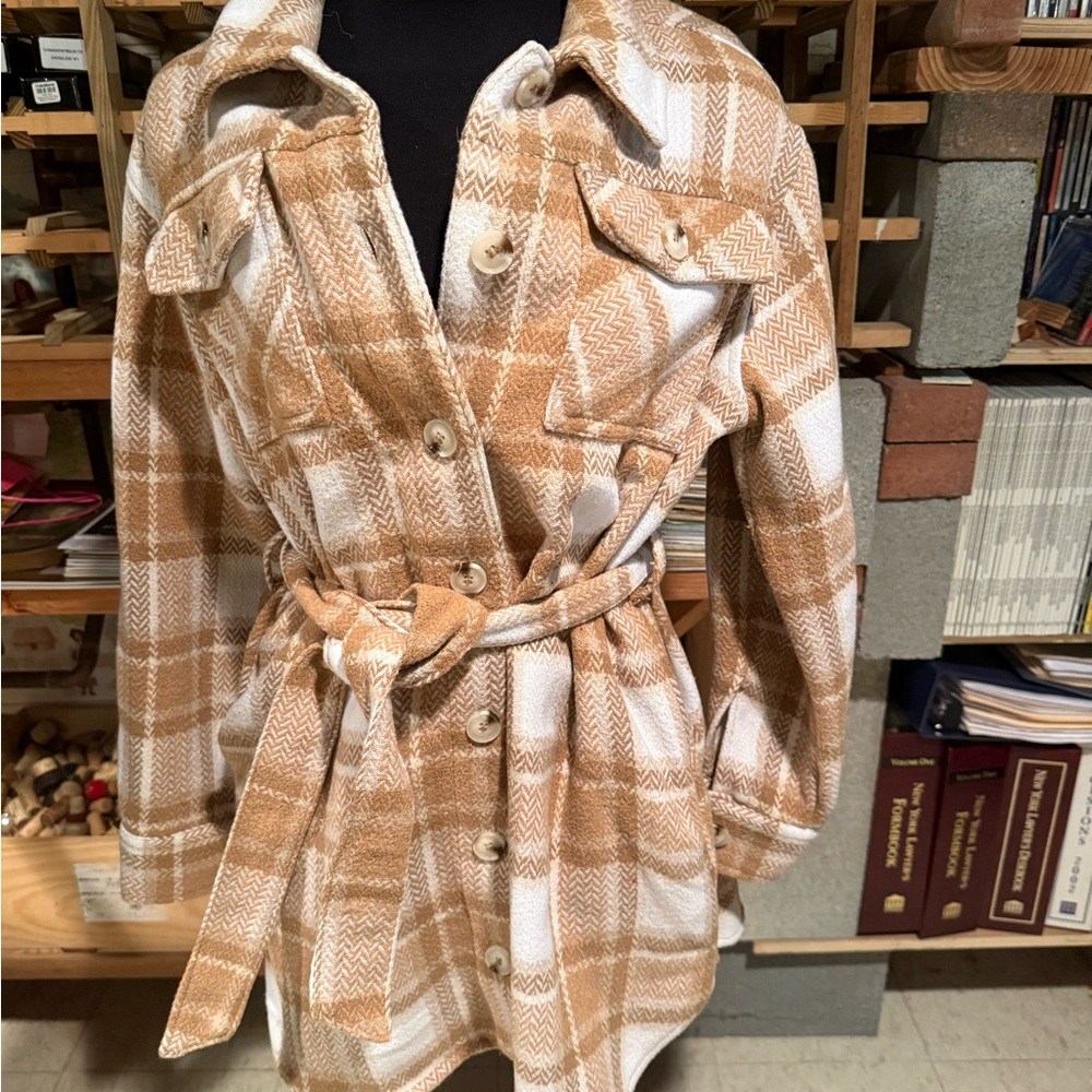 Plaid Belted Women's Shacket